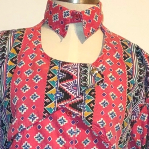 Frontier Series Western Aztec Cowgirl Button Up Shirt Size Medium Vintage - Picture 3 of 13